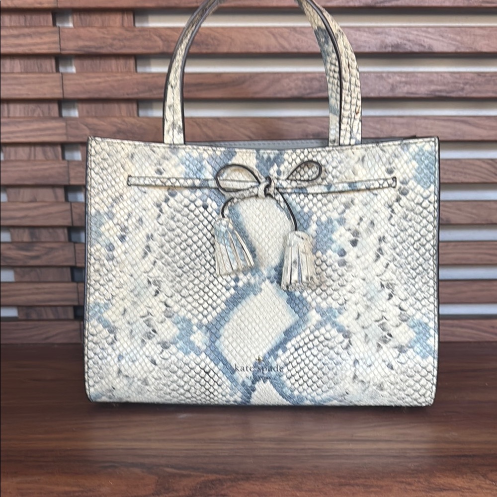 Kate Spade Blue and Cream Satchel with Snake Print